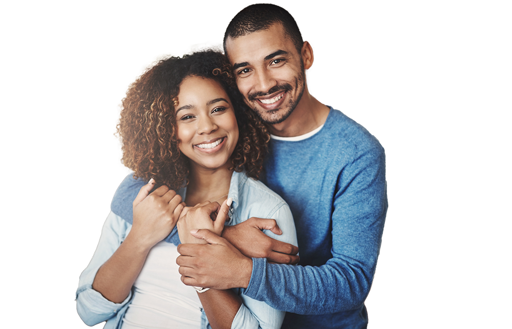 Smiling couple embracing each other